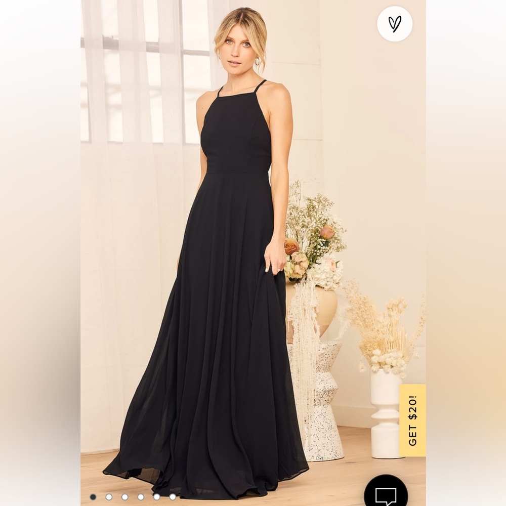 NWT Lulu’s “Mystical Kind of Love” Black Maxi Dress / Size Large